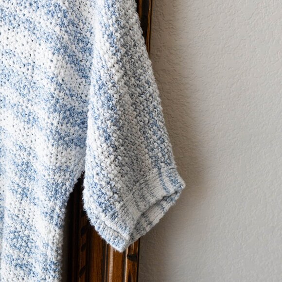 Chico’s Women’s Size1 Medium Linen Blend Striped Tape Yarn V-Neck Knit Pullover - Picture 4 of 7